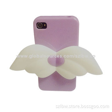 Angel Wings Style Shimmering Powder TPU Stand Case for iPhone 5 & 5S